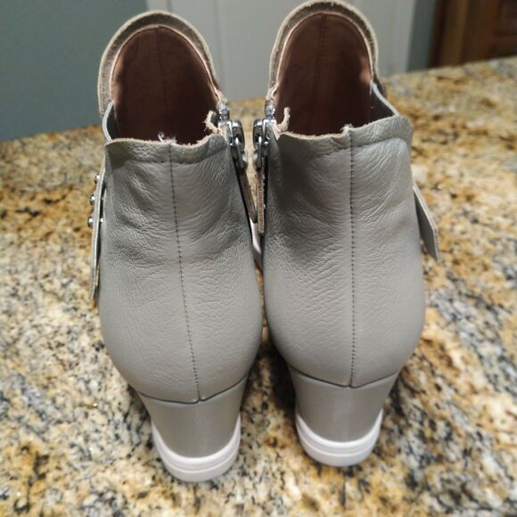 Linea Paolo Freshton High Top Leather Wedge Sneaker Ankle Bootie Gray Size 6.5 M - Picture 9 of 12